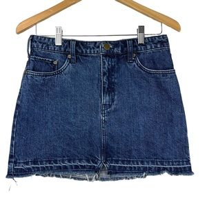 Free People Skirt Womens 2 Denim Mini Raw Hem Five Pocket Cowgirl Boho
